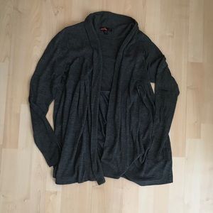 Charcoal Ribbed Cardigan Sweater